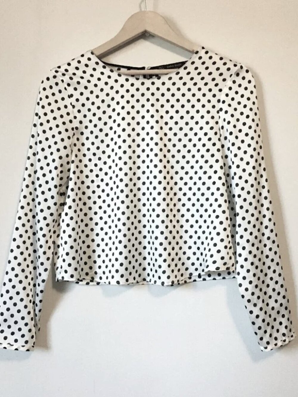 ZARA B&W Silky Chiffon Polka Dot Crop Top Small Coquette French Girl